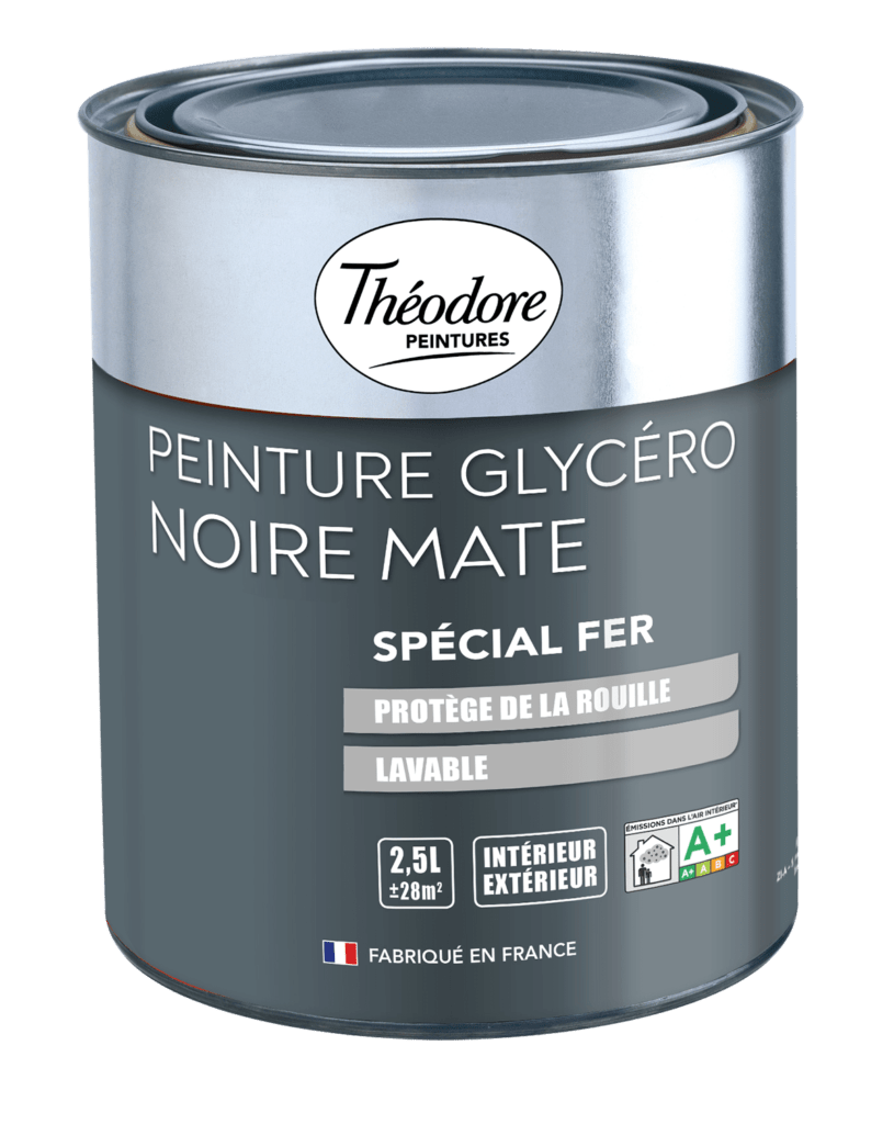 PEINTURE GLYCÉRO NOIRE MATE SPÉCIAL FER Theolaur Peintures